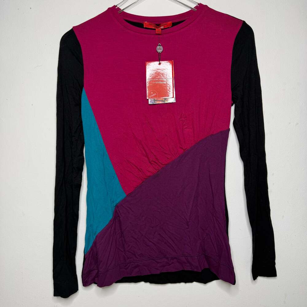 Narciso Rodriguez, Design Nation Color Block Long Sleeve Shirt, Women's Size XS